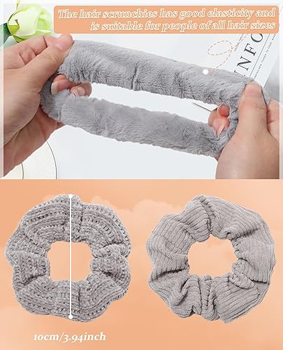 Miniatura 7 de 5 piezas de coleteros peludos - Coleteros elásticos para el cabello, bandas para el cabello con soporte para cola de caballo, accesorios para el