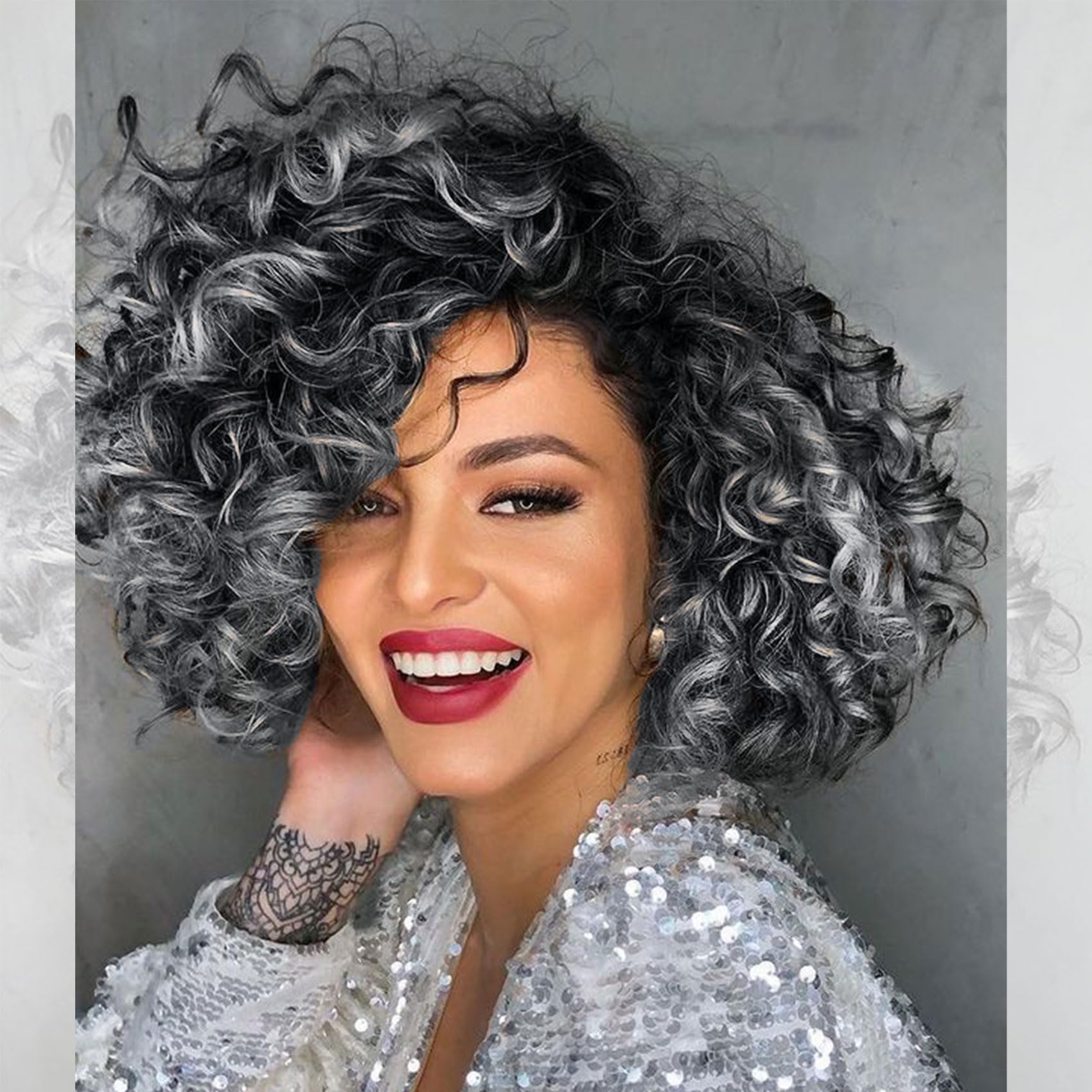 7 Packs Gogo Curl Grey Crochet Hair for Women 8 Inch Pre-Twisted Curly Crochet Hair Pre Looped Deep Ocean Water Wave Beach Curl Crochet Braids
