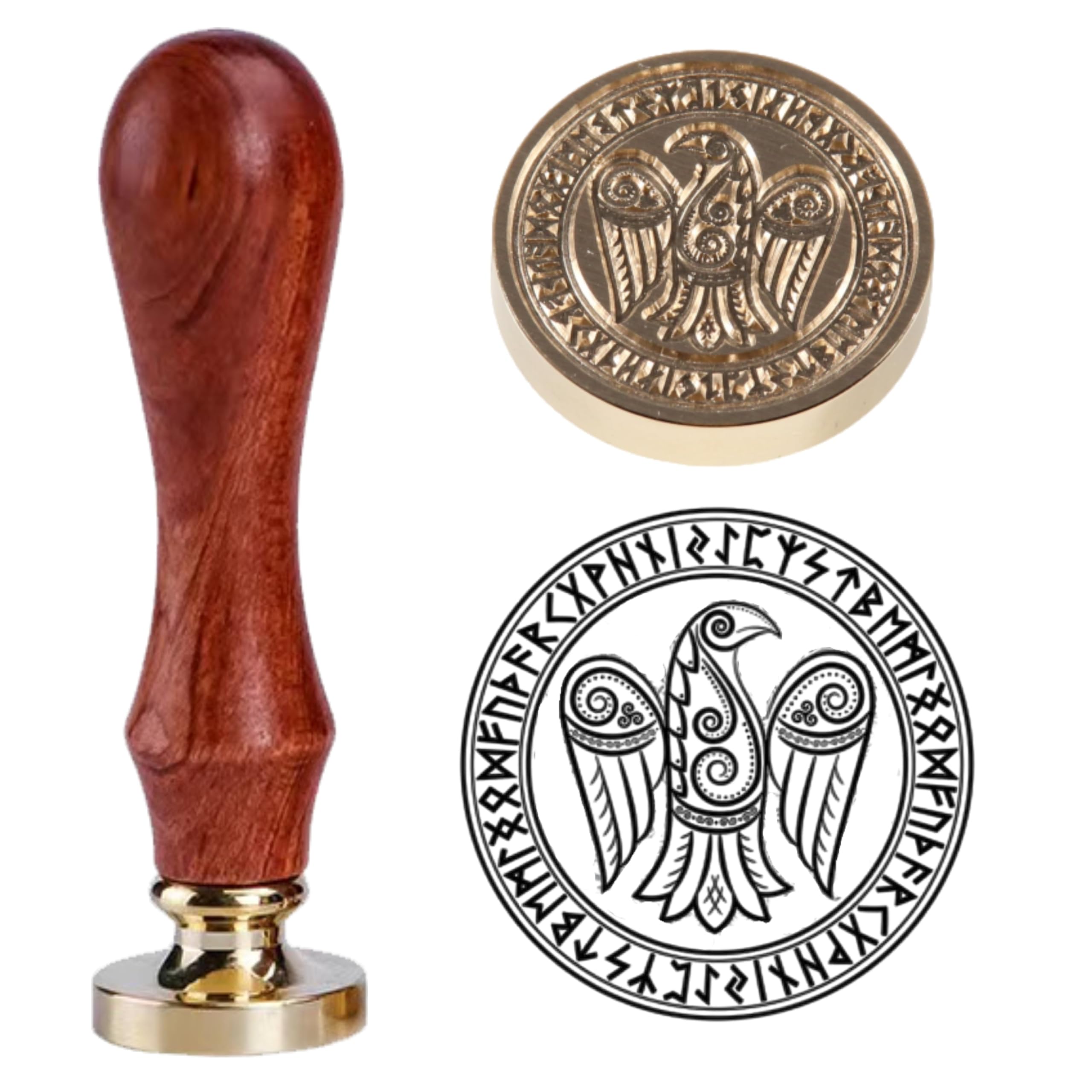 Odin's Raven Viking Rune Vegvisir Wax Seal Stamp Crow Viking Rune Sealing Wax Stamp for Letter Sealing Custom Wedding Invitation Packing