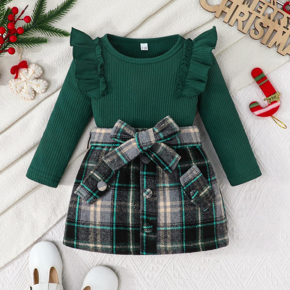 ChuYuKu Toddler Girl Clothes Fall Winter 2Pcs Baby Girl Outfits Sweater Skirt Set Belt Plaid Dress for Girls Fashion - Image 2