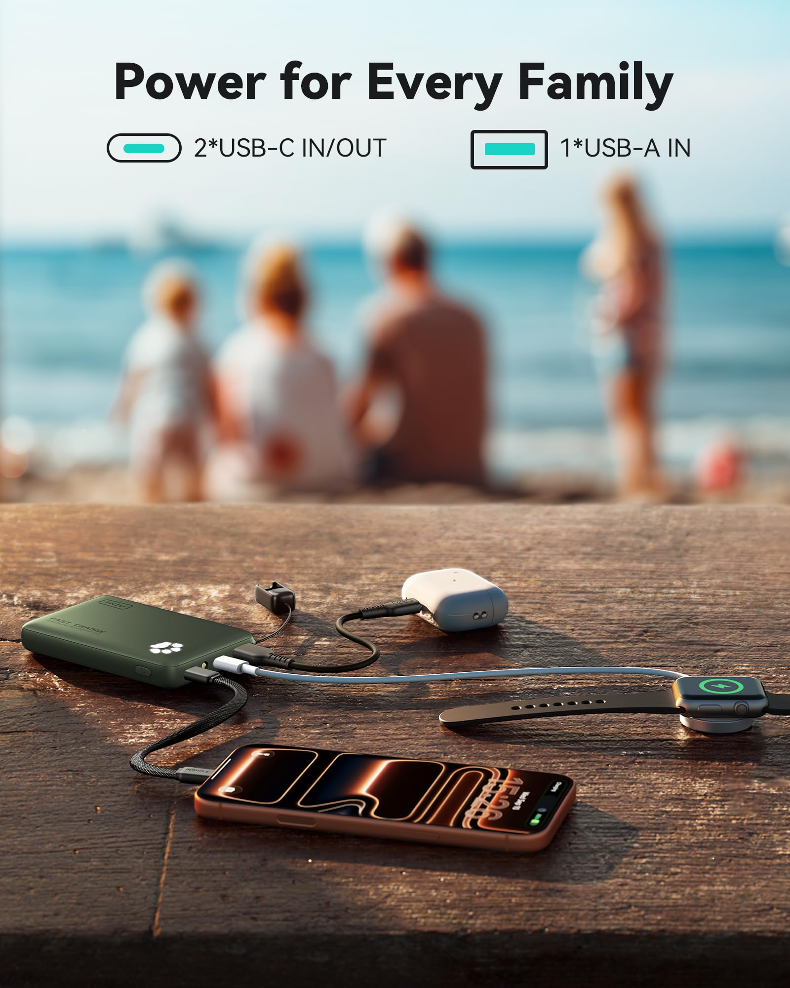 INIU Portable Charger, Ultra Slim 10000mAh 45W PD Power Bank, Fast Charging Mini Battery Pack, Travel Trip Accessories Ship Essentials for College Students Travelers Teen Boys Girls,: Green