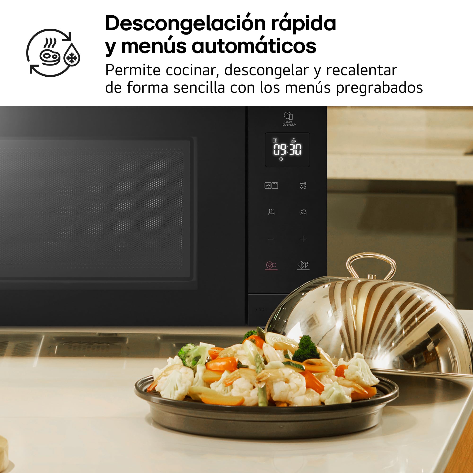 LG MH6535GIB - Microondas con grill, 1000 W, Smart Inverter, Display digital, Color Negro Transparente, 1000 W, 25 l