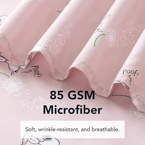 Miniatura 5 de Berkshire Blanket Peanuts - Juego de sábanas para niños, tamaño matrimonial, 4 piezas, Peanuts Snoopy Make A Wish Sheet Scale Spring Pink, Juego de
