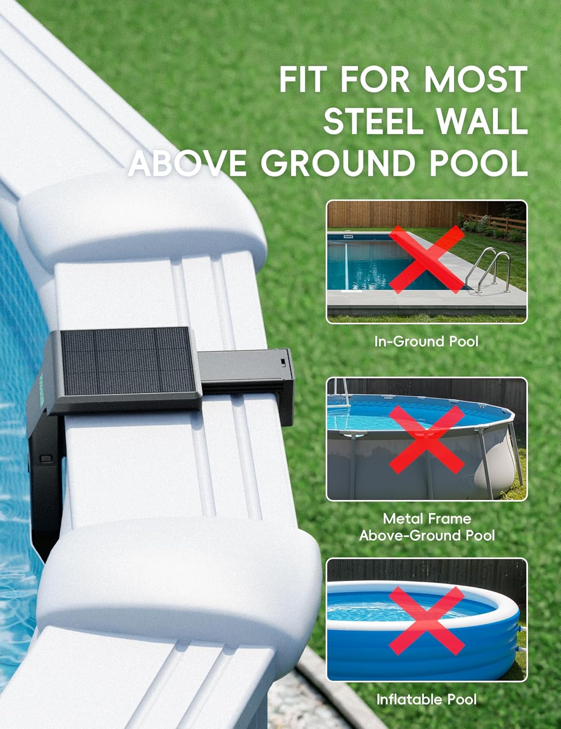 People enjoying a brightly lit pool at night, showcasing the 6800 LUX brightness.