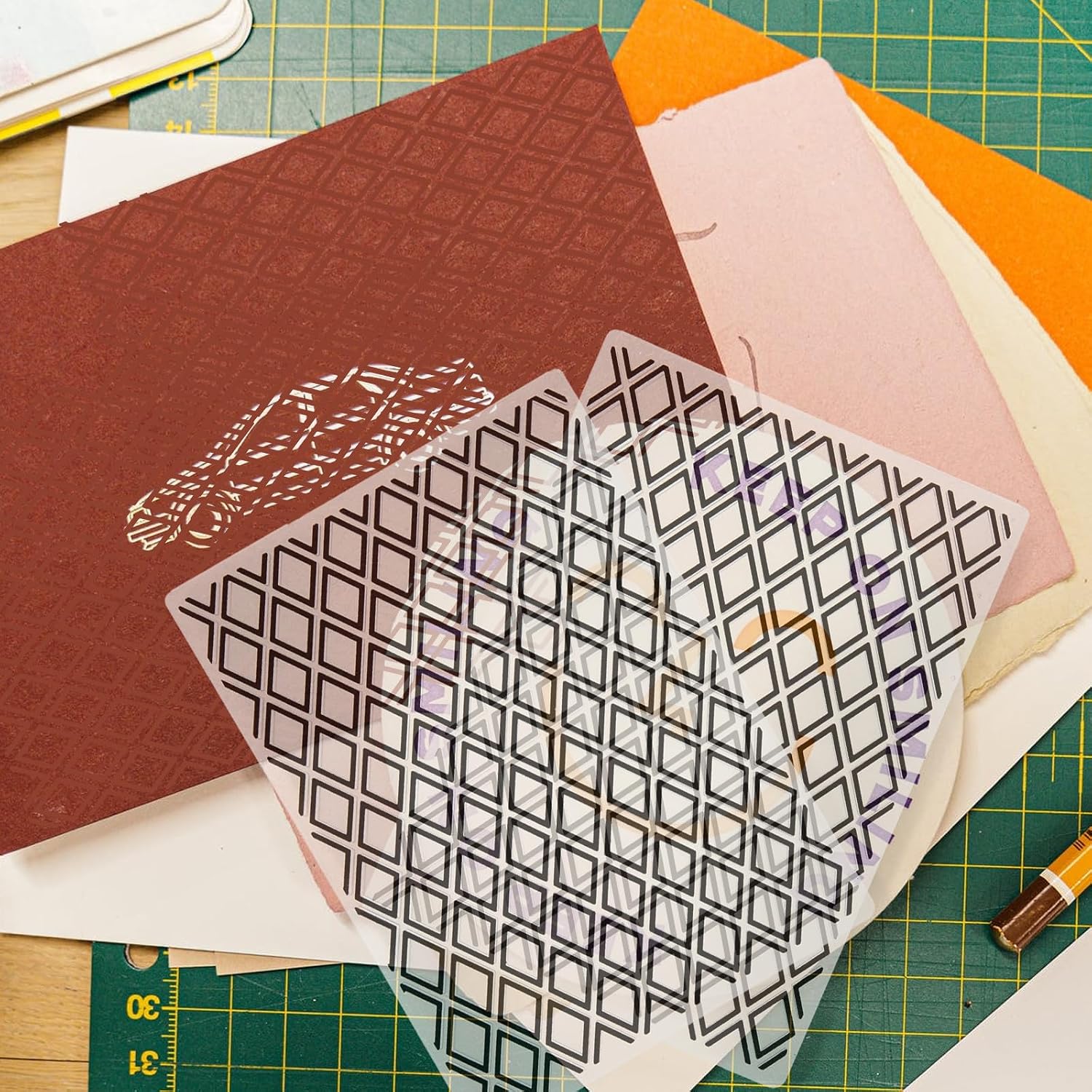 2 Pcs Plastic Diamond Embossing Folder Template for Card Making image 5