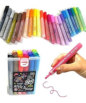 水性インクマーカー 24本セット TOMSING 24色セット アクリルマーカーペン アクリル絵の具 水性