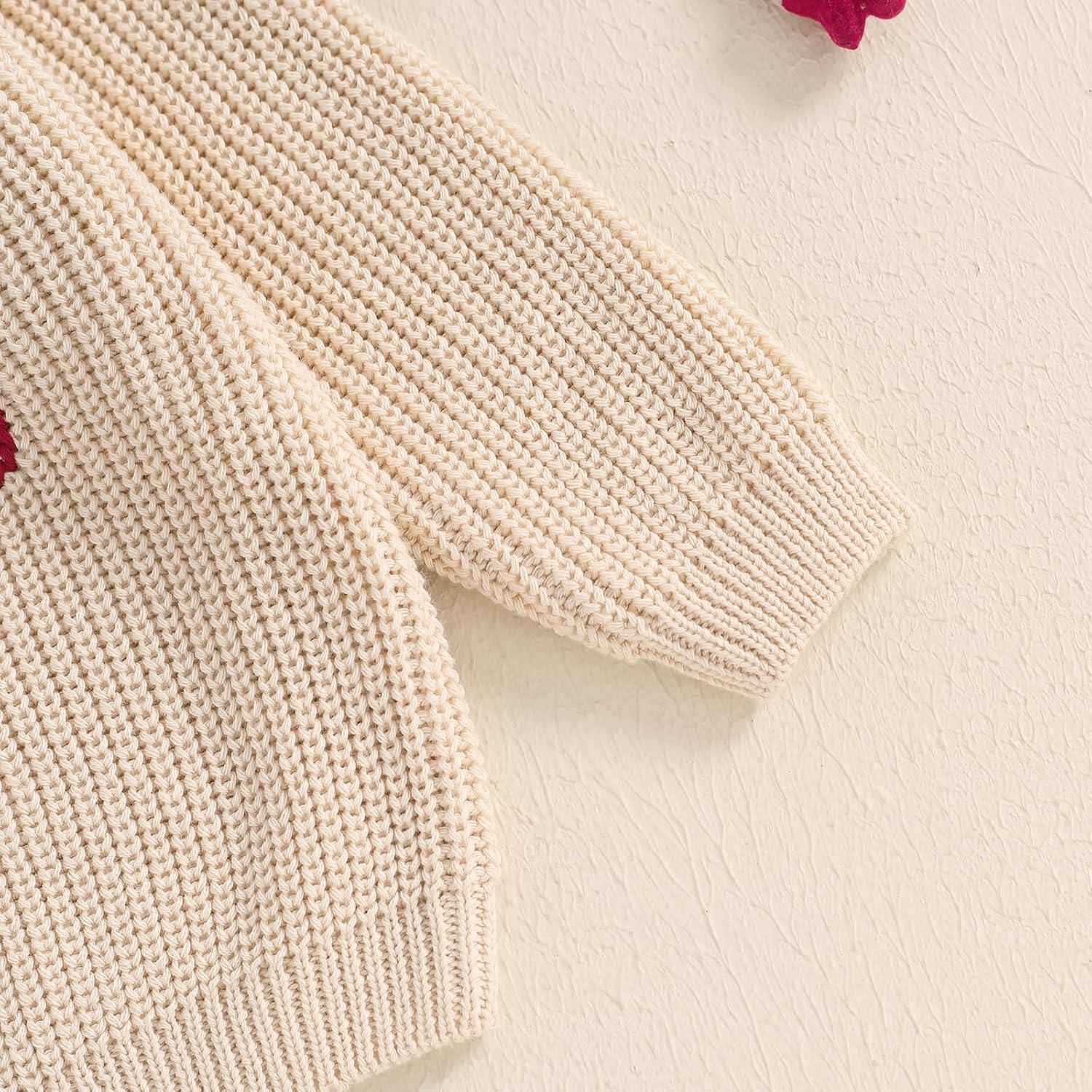 Lesimsam Toddler Baby Boy Girl Christmas Outfit Embroidery Knit Sweater Oversized Knitted Sweatshirt Pullover Winter Clothes