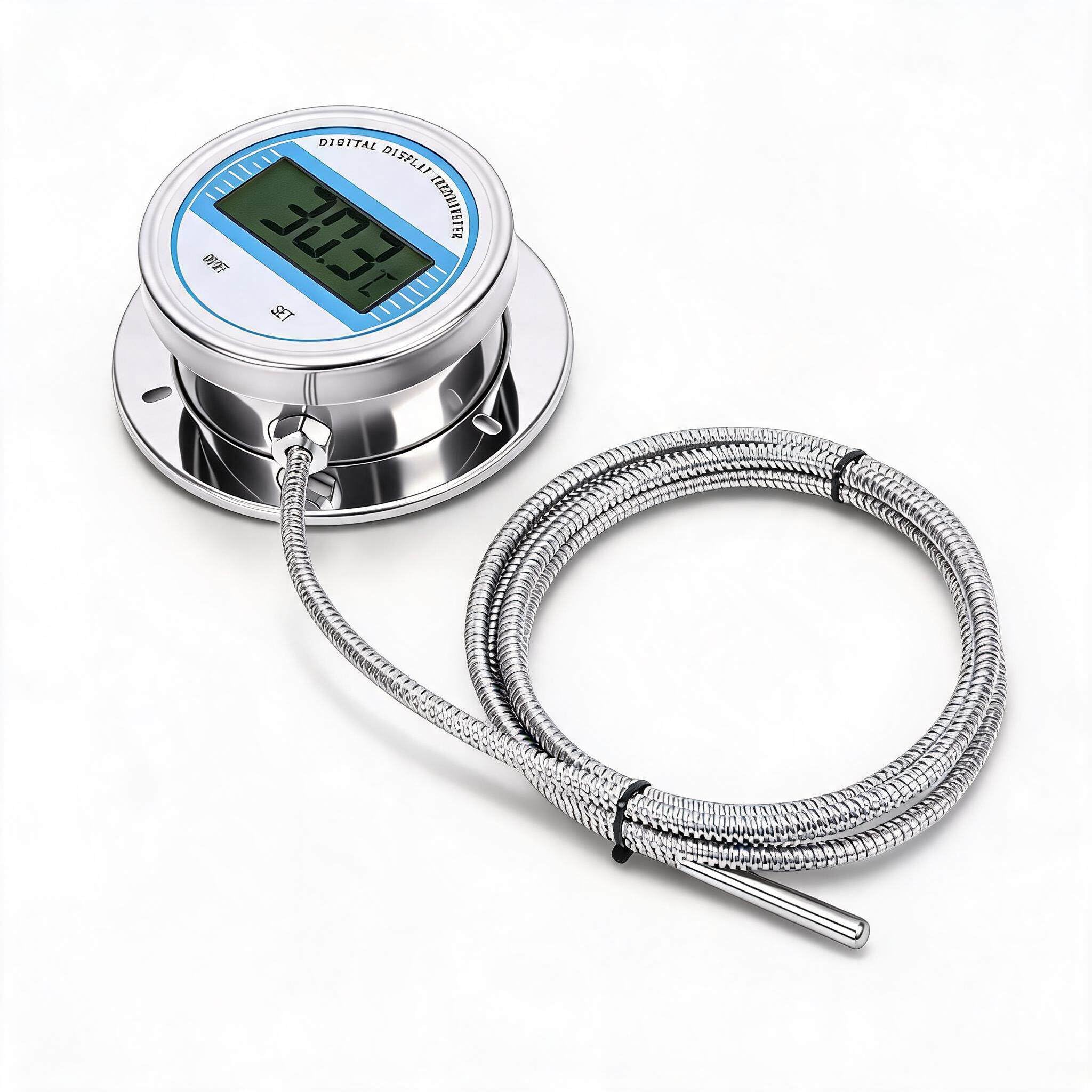 Sxhlseller Digitales Thermometer, Elektronisches Wassertemperaturmessgerät aus Edelstahl mit 5 M Gewindesonde für - und Industrierohre, Bereich -50 Bis 200 ℃