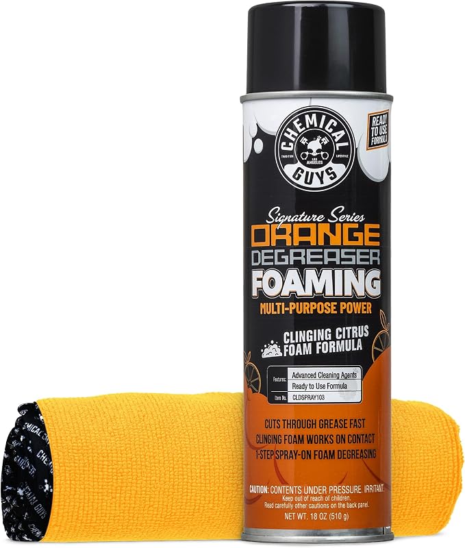 Chemical Guys Citrus Degreaser desengraxante em aerossol com toalha de microfibra, 532 mL