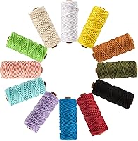 Vista 12 de PHUNTTEK Cordón de macramé de 0.079 in x 590 yardas, 18 rollos de cuerda de algodón natural, 3 soportes de cuerda de yute, cuerda suave, hilos