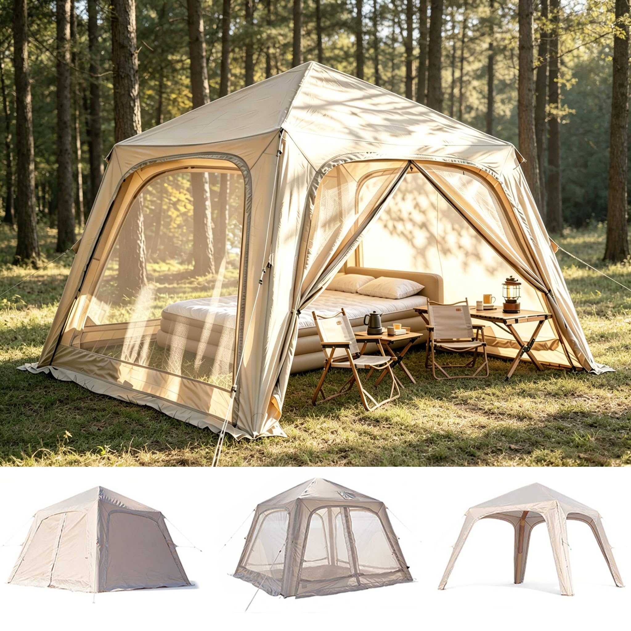 Ytaoeo Inflatable Gazebo Tent 3 x 3 x 2.3m Outdoor Camping Tent Gazebo