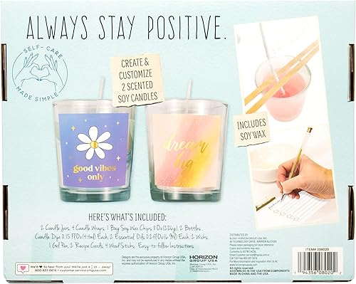 Miniatura 9 de STMT Self-Love Club - Velas de positividad DIY, kit de velas de bricolaje de cera de soja, crea 2 velas de soja perfumadas, incluye chips de cera de