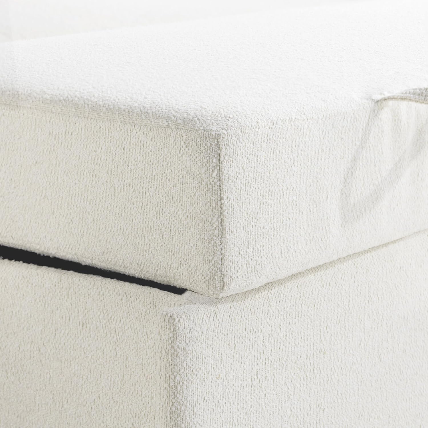 Close-up of the boucle fabric texture on the Serta Galway Loveseat