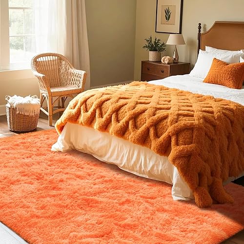 Miniatura 4 de Alfombra peluda para dormitorio, alfombras esponjosas de 4 x 6 pies para cama de niñas y niños, alfombra de felpa con parte inferior antideslizante