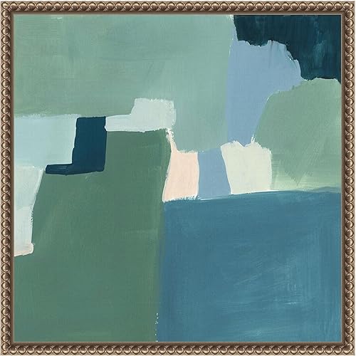 Amanti Art Lienzo enmarcado para pared, 16 x 16 pulgadas, verde azulado y salvia I de Victoria Barnes, lienzo enmarcado para pared, obras de arte