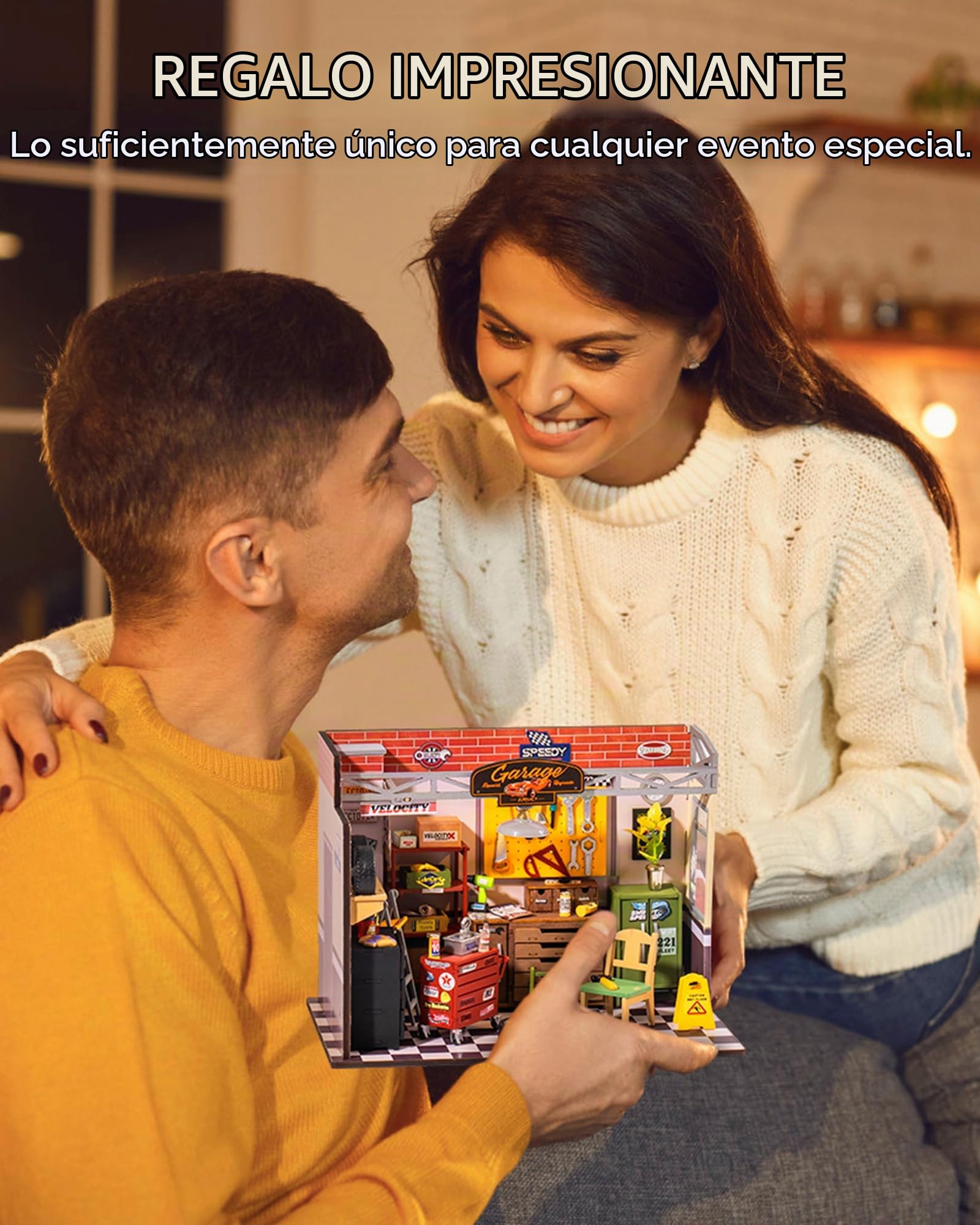 Rolife Casa de Muñecas de Madera Garaje Taller Miniatura DIY Craft Kits Casa de Muñecas Kit de Construcción con Luces LED Navidad Cumpleaños Regalo para Niños y Adultos