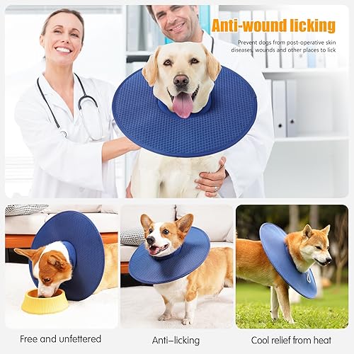 Miniatura 4 de Collar de recuperación para perros, collar de cono suave alternativo después de la cirugía, ajustable, transpirable, collar E para perros grandes,
