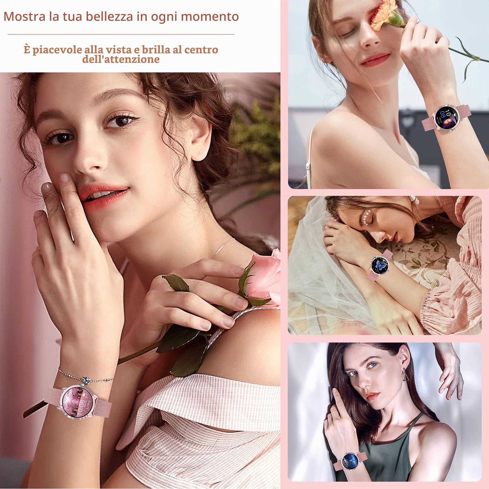 SGDD Smartwatch, Orologio Fitness Tracker Donna Smart Watch Sonno Cardiofrequenzimetro, Sportivo Activity Tracker Contapassi Cronometro, Smartband Notifiche Messaggi Controller Fotocamera Musicale