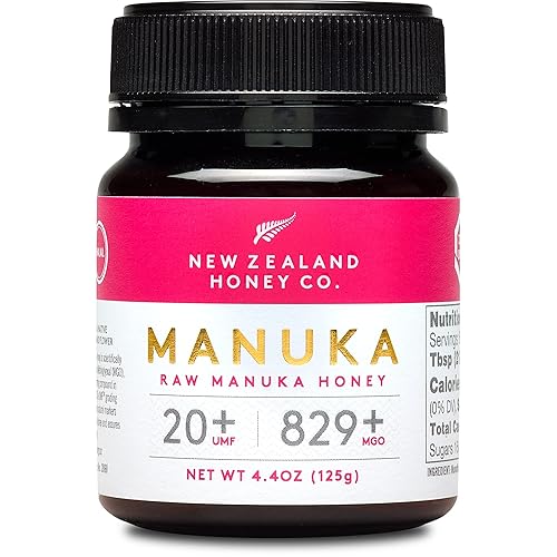 New Zealand Honey Co. Miel de manuka cruda UMF 20+ MGO 829+, certificado UMF 4.4oz