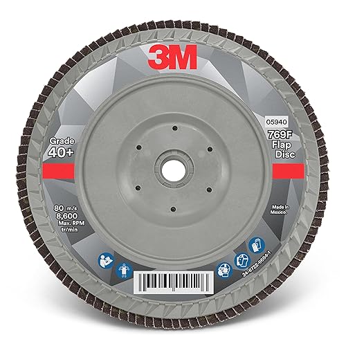 Miniatura 77 de 3M Disco de solapa 769F, tipo 27, 80+, 4-1/2 in x 7/8 in, abrasivo de alto rendimiento, disco de pulido y acabado de grano de precisión de cerámica