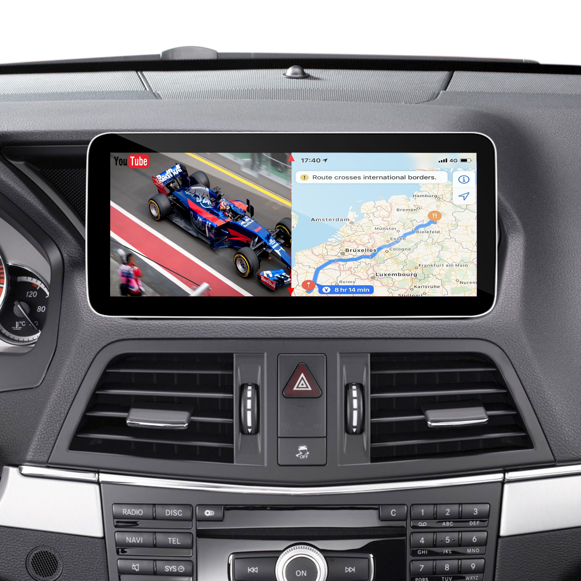 Najlepszy ekran Android 12.3 do Mercedesa klasy E NTG 4.0 C207 A207 W207 CarPlay Android Auto Full (podzielony) ekran Mirroring App Netflix YouTube Spotify Wi-Fi Navigation Waze Vehicle Cameras (128