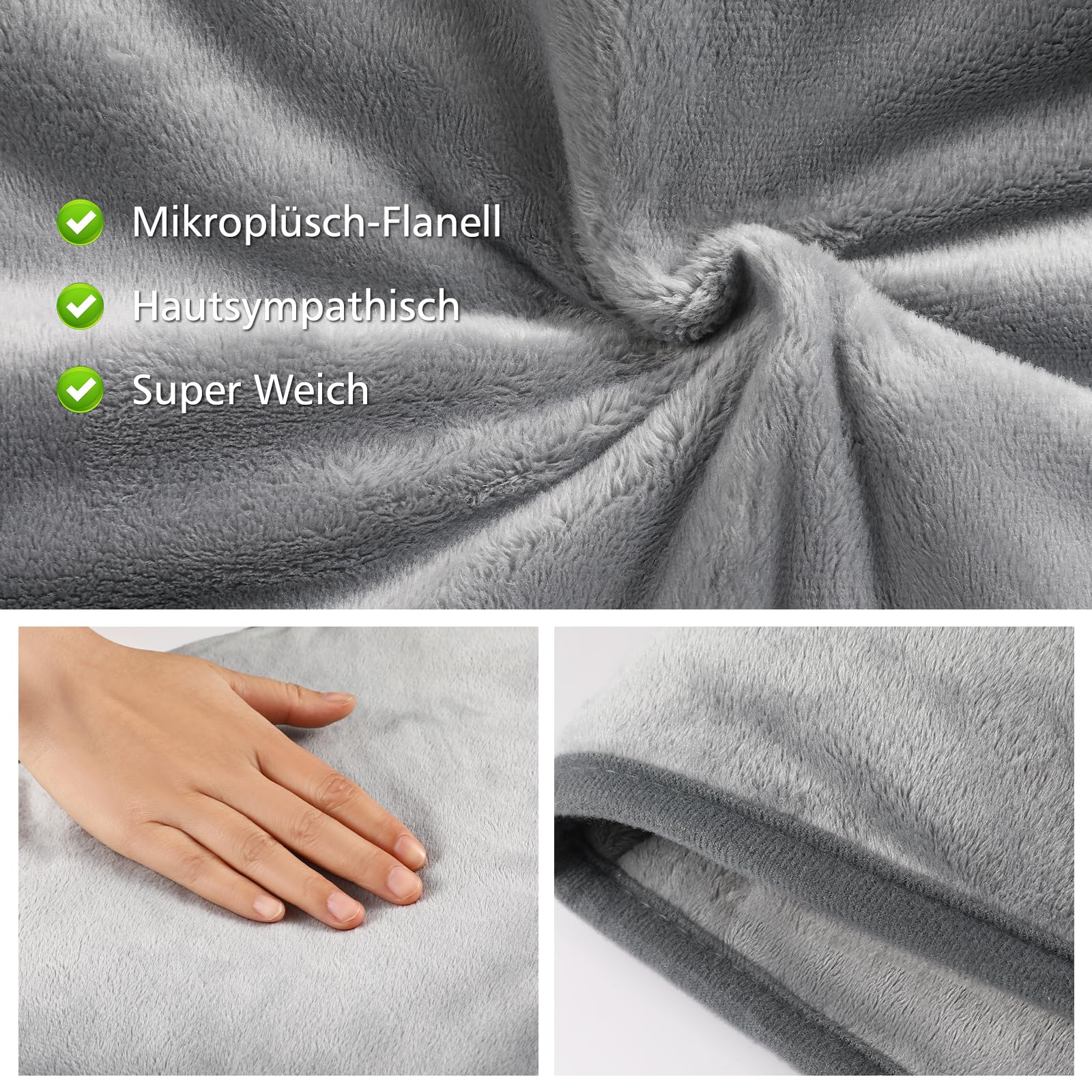 Heizkissen für Rücken Schulter Nacken 61x94cm Heizkissen mit Abschaltautomatik Schnelle Erwärmung, mit 4-Stunden-Timer und 6 Heizstufen Flanellmaterial, Waschbar Wärmekissen Elektrisch