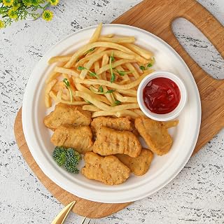Paper Plates 125-Pack, 100% Compostable Paper Plates Bulk, Eco-friendly Sugarcane Fiber Paper Plates Heavy Duty with Biodegradable Packaging, Soak-proof White Paper Plates for Party, Daily