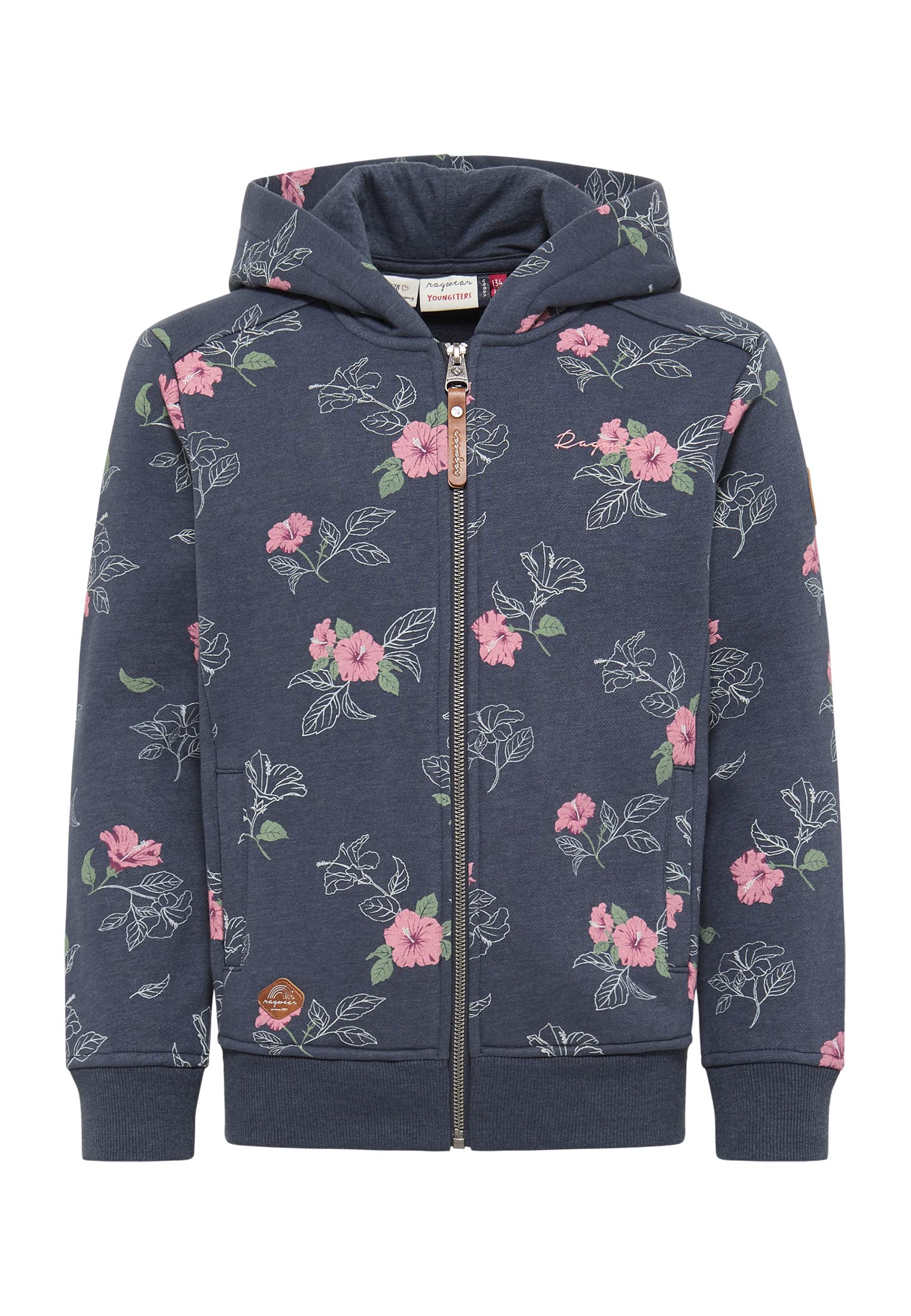 Ragwear THEA Flowers Zip Sudaderas para niña 100% vegana Streetwear