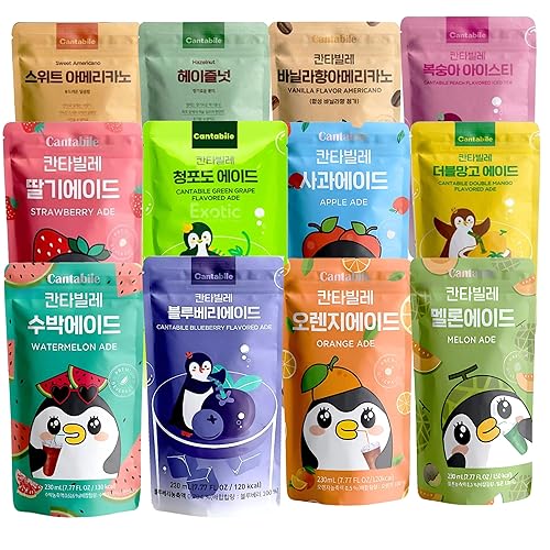 Cantabile Korean Drink Pouch Combo Set of 12 Convenience Store Beverage 230ml(7.77 oz) Each
