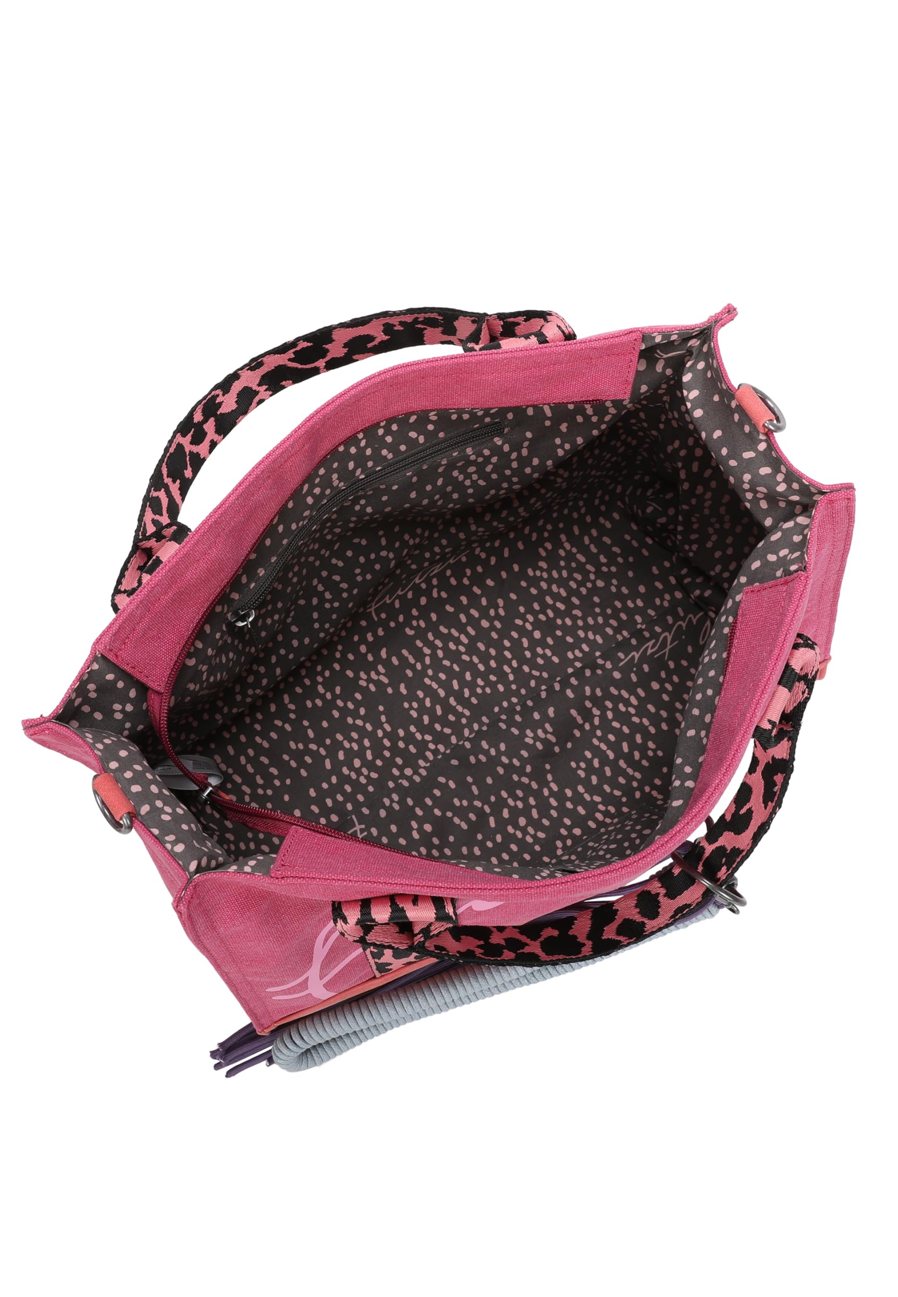 Fritzi Tote Bag Limited Summer Leo & Zebra Canvas Baumwollmix Damen Handtasche Shopper City Beach vegan abnehmbares Schulterband 14 x 39 x 29 cm, Sand - Pink - Türkis