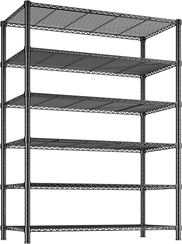 Miniatura 11 de REIBII Estantes de Almacenamiento Carga 1980 LBS, Estantería de Metal de 5 Niveles con Ruedas, Estantería de Garaje Ajustable Estantes de Alambre