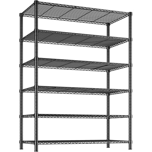 REIBII 6 Tier Wire Shelving,1800LBS Storage Shelves Metal Shelves for Storage Rack,75''H Adjustable Garage Shelving Heavy Duty Shelving Units Pantry Shelf Kitchen,75''HX35.5''WX18''D