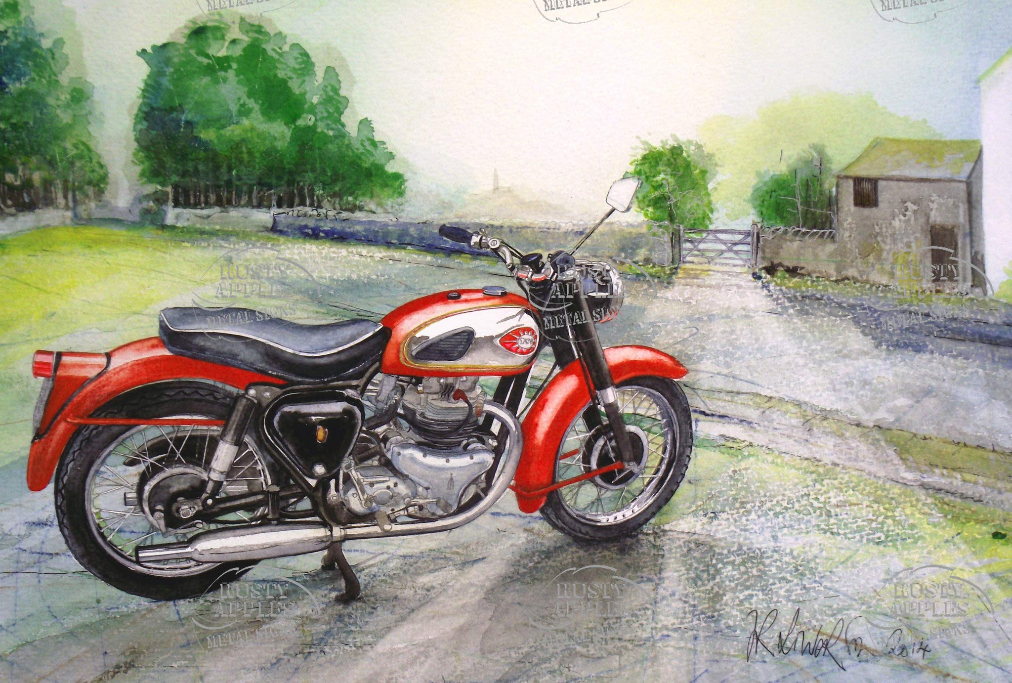 The Rusty Apples Metal Sign Co Red With Gold Accents Bsa -1961 A10 Golden Flash - The Worlds Greatest Motorcycle – Nostalgic - Metal Sign 3 Sizes To Choose From - Home Decor – Mancave – Unique Gift (8” X 6” 200 X 150 Mm)