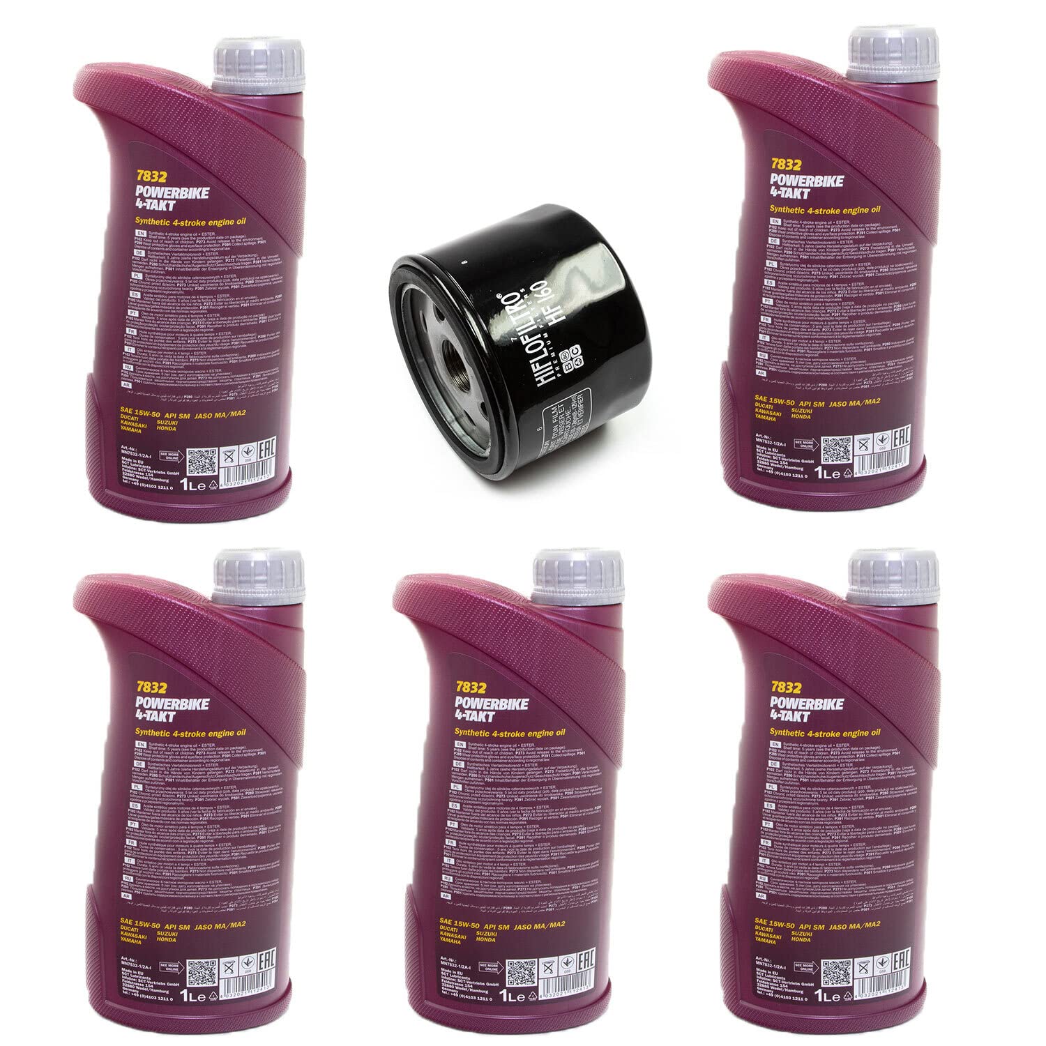 Motoröl Set 15W50 5 Liter + Ölfilter HF160 für BM W
