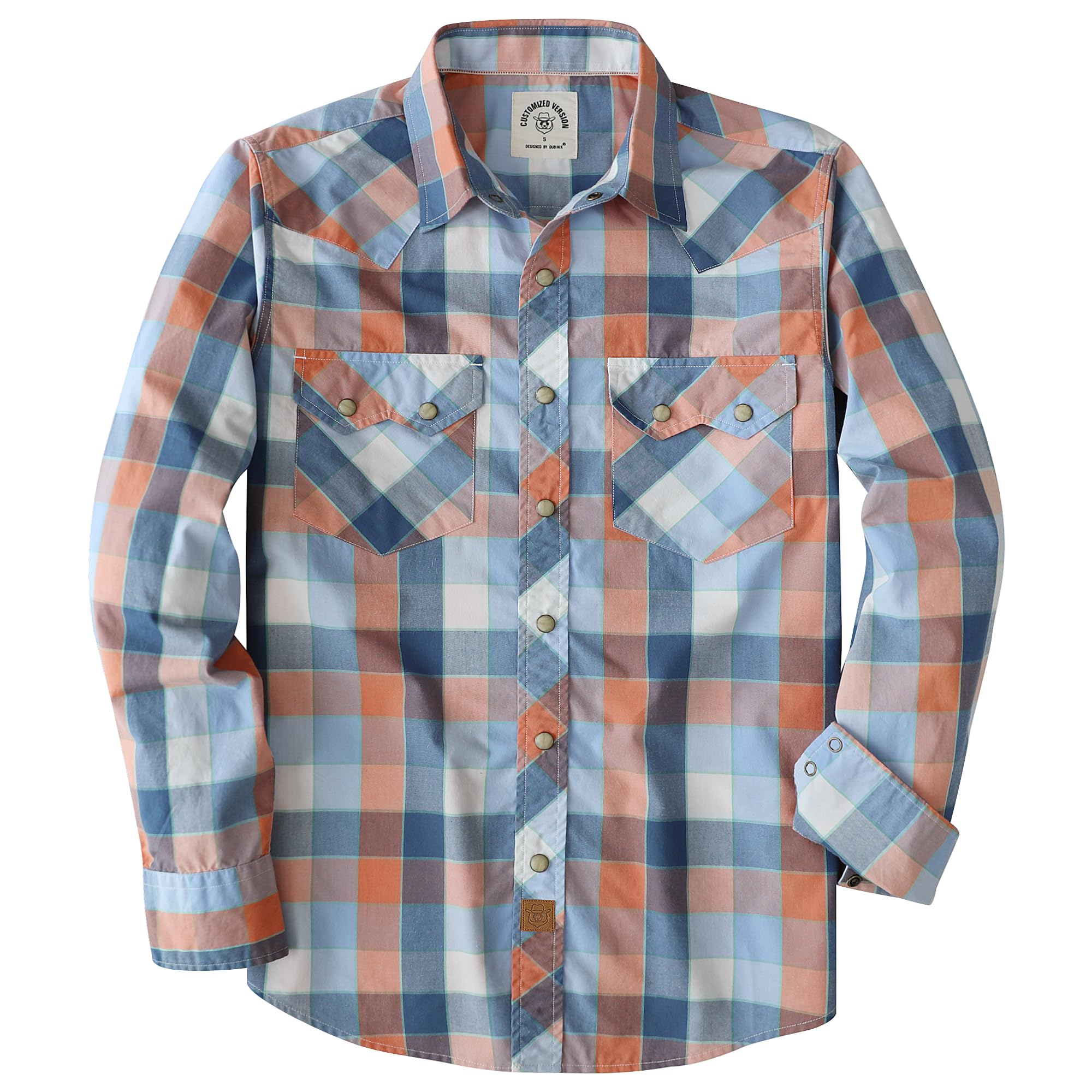 Dubinik® Freizeithemden Für Herren Westernhemd Druckknöpfen Cowboy Kariertes Baumwolle Comfort Fit Langarm Arbeitshemd