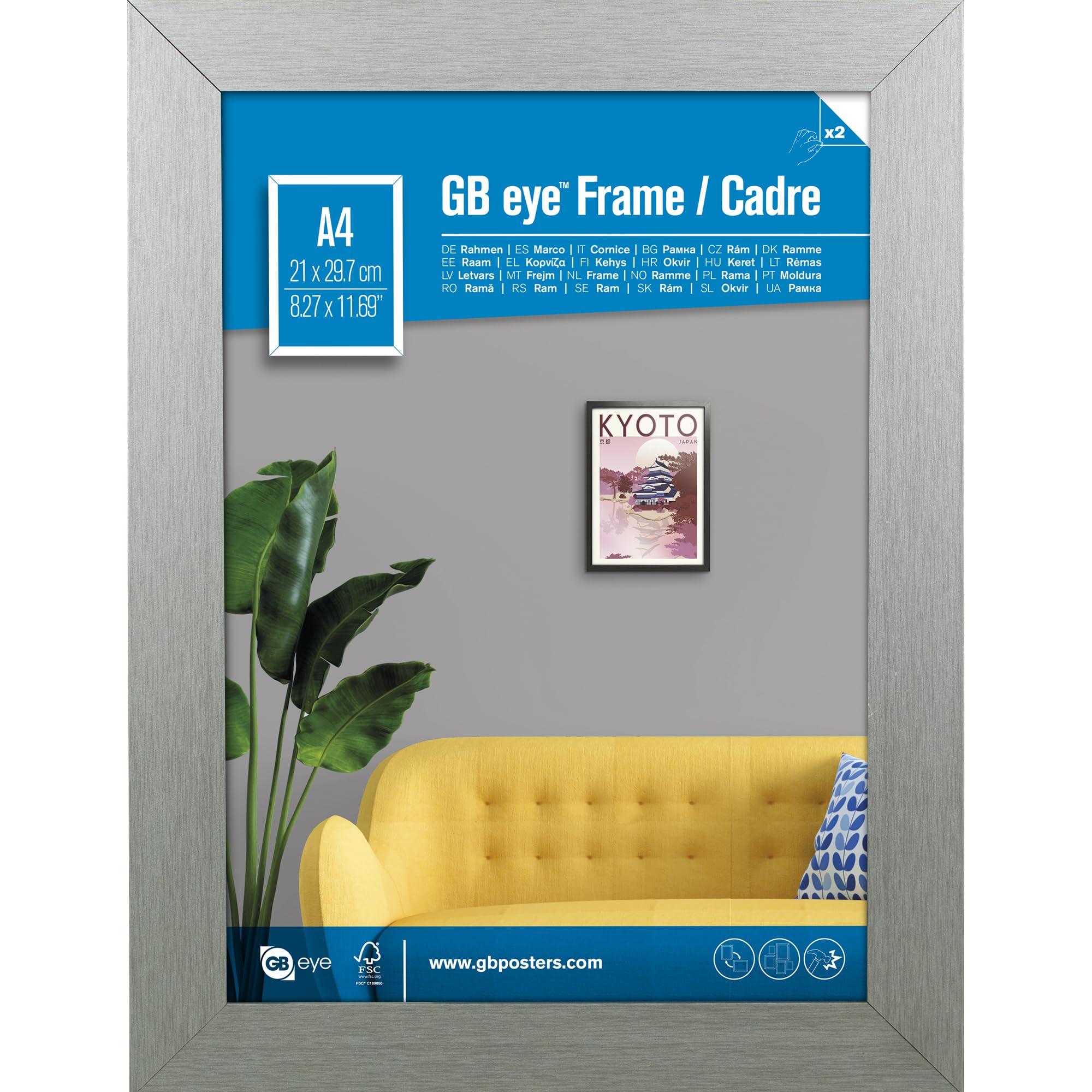 Gb Eye Silver Contemporary Wooden Picture Frame - A4-21 X 29.7Cm