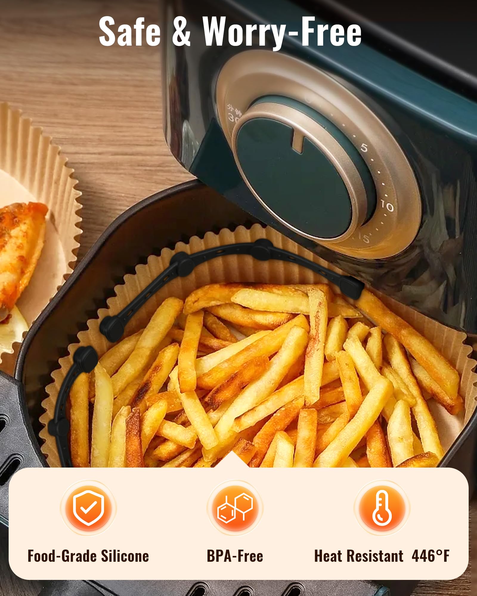 Imanes para Papel de Hornear Airfryer, Paquete de 4 Imanes de Silicona Evitan que el Papel para Hornear cubra los Alimentos, Accesorios para Freidora de Aire Caliente para Ninja, Philips, Cosori — view 6