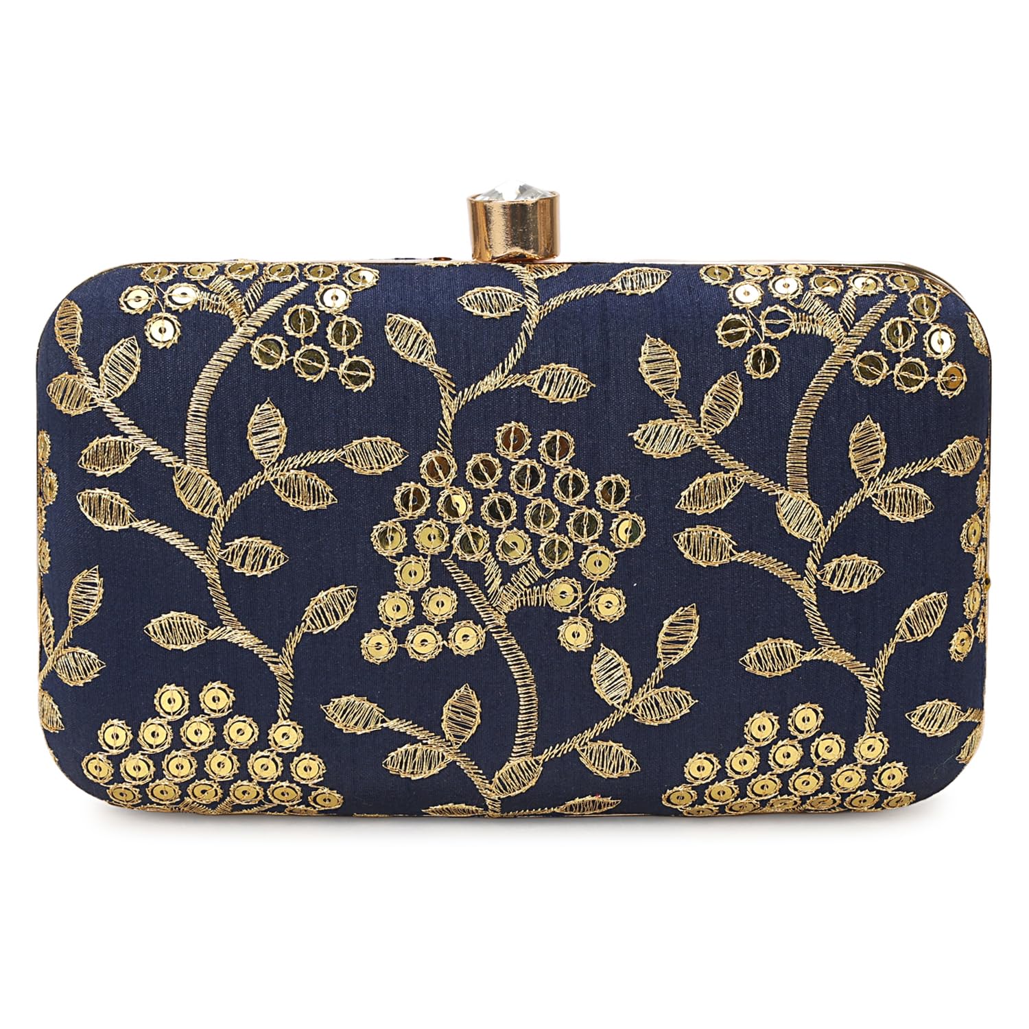 LONGING TO BUY Hand Crafted Designer Box Clutch - Zari Embroidery For Women
