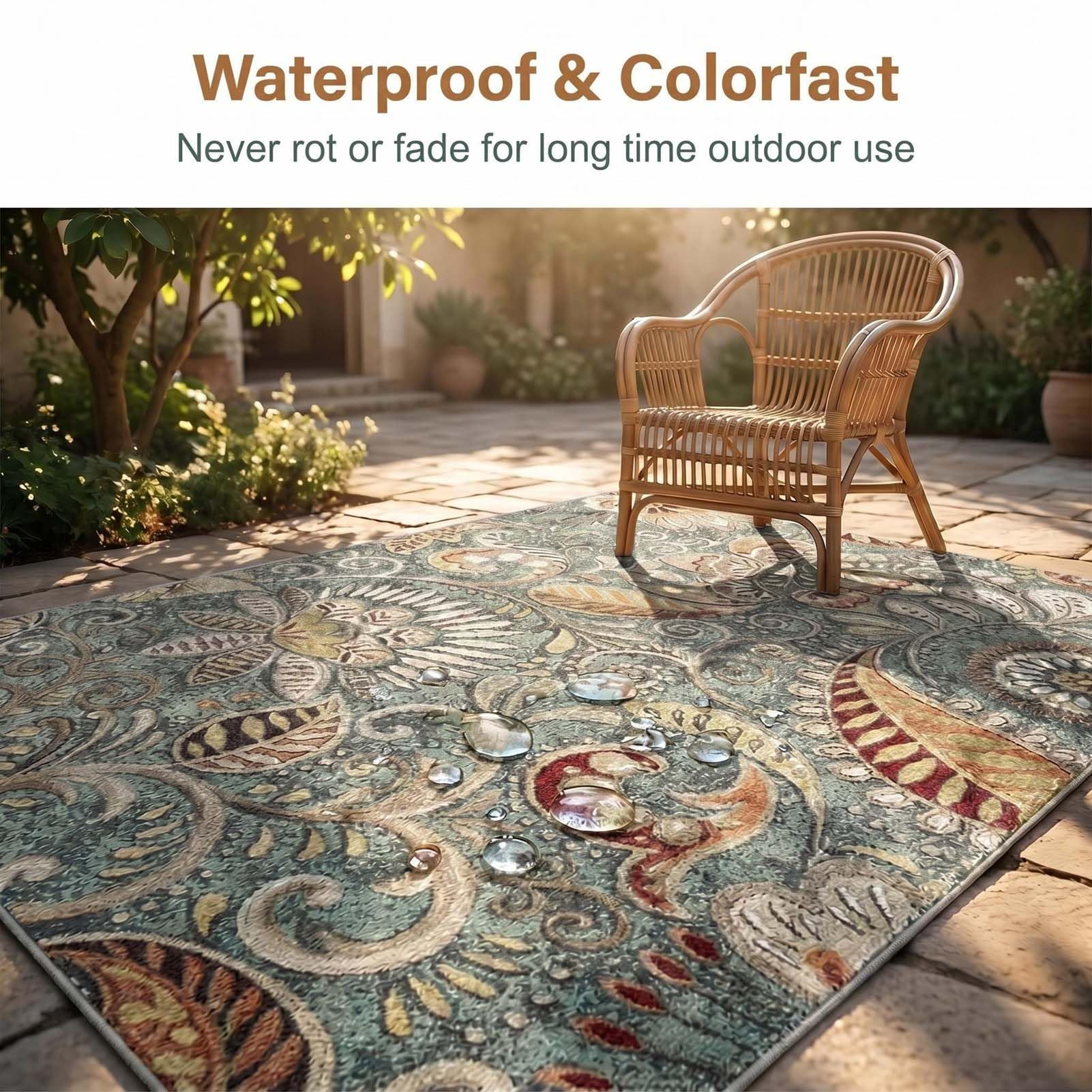 Tapis Extérieur Lavable, Tapis de Camping Imperméable, Tapis de Pique-Nique, Tapis Antidérapant, Tapis Doux et Confortable, Tapis d'Entrée, pour Sol, Patio, Jardin