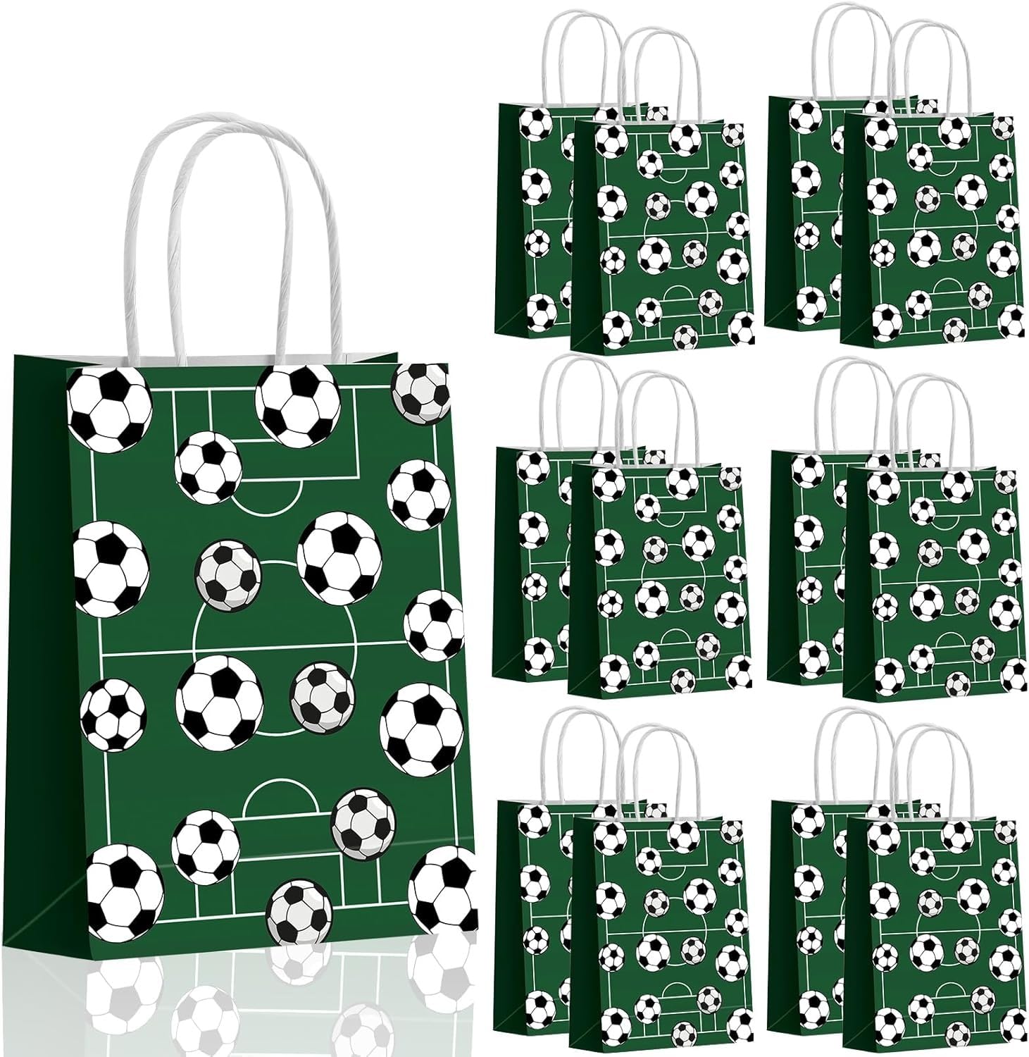 Spymero 24 Pieces Soccer Favor Bags, Soccer Goodie Bags, Paper Bags