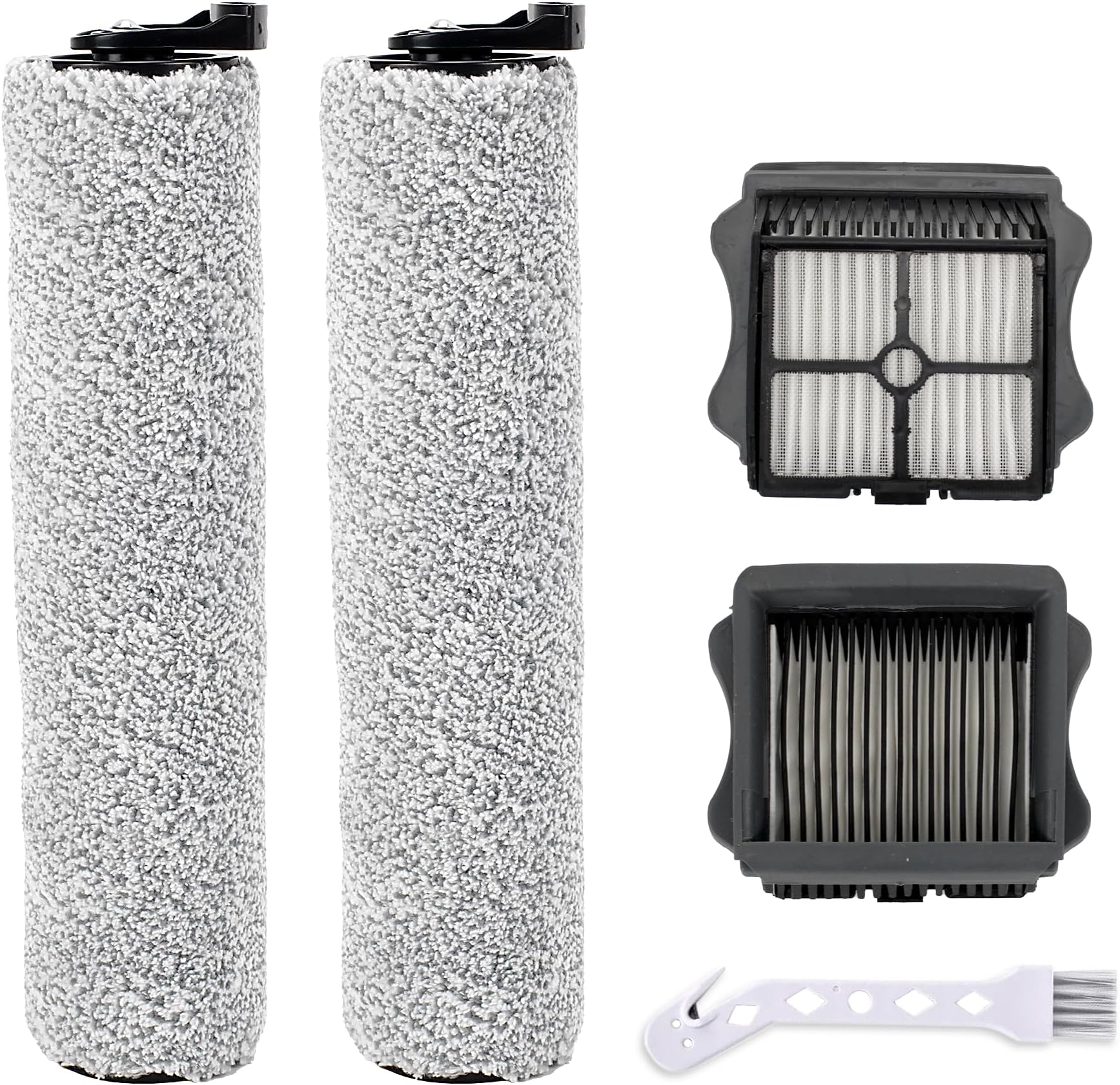 AliddleiFloor 3 HEPA Filter and Roller Brush Replacement for Tineco iFloor 3 and Floor One S3 Cordless Wet Dry Vacuum Cleaner, 2 Brush Rollers & 2 HEPA Filters