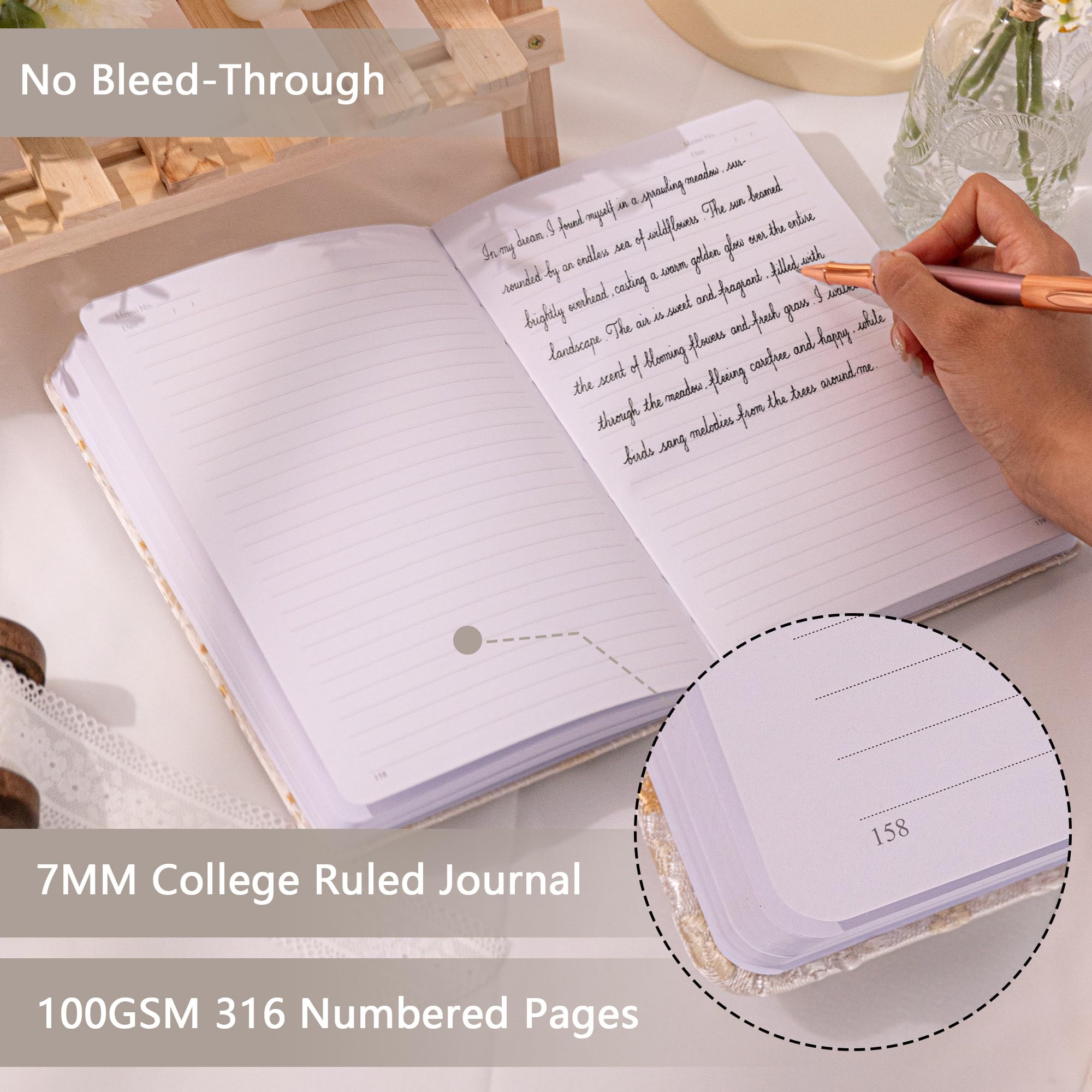 TIEFOSSI Classic College Ruled Writing Notebook For Women Men, 316 Numbered Pages Diary 100 GSM, A5 Hardcover Notebook With Pocket, Journals For - View #10