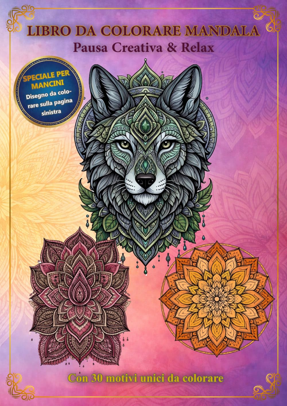 Momenti Mandala: Edizione per Mancini: Il Libro da Colorare Senza Sbavature - 30 Disegni sulle Pagine di Sinistra per un Comfort Totale