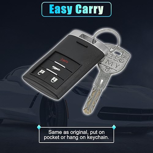 Miniatura 9 de X AUTOHAUX Funda de repuesto para llavero de 4 botones sin llave para Chevy Corvette 2008-2013 para Cadillac XLR 2008-2009 M3N5WY7777A con hoja sin