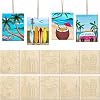 COCHIE 10 Pieces Large Summer Unfinished Wood Crafts to Paint for Adults and Kids, Bulk Predrilled Wooden Ornaments for Painting, Beach Paintable Wood Slices Craft Supplies with Ropes
