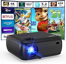 4K Vidéoprojecteur 1080P Nativo 2025 Projecteur Portable avec Smart TV OS Apps intégrées, 450ANSI, Haut-Parleur Stéréo, WiFi 6, Bluetooth 5.2 Projecteur Compatible Con TV Stick/Smartphone/HDMI, Noir