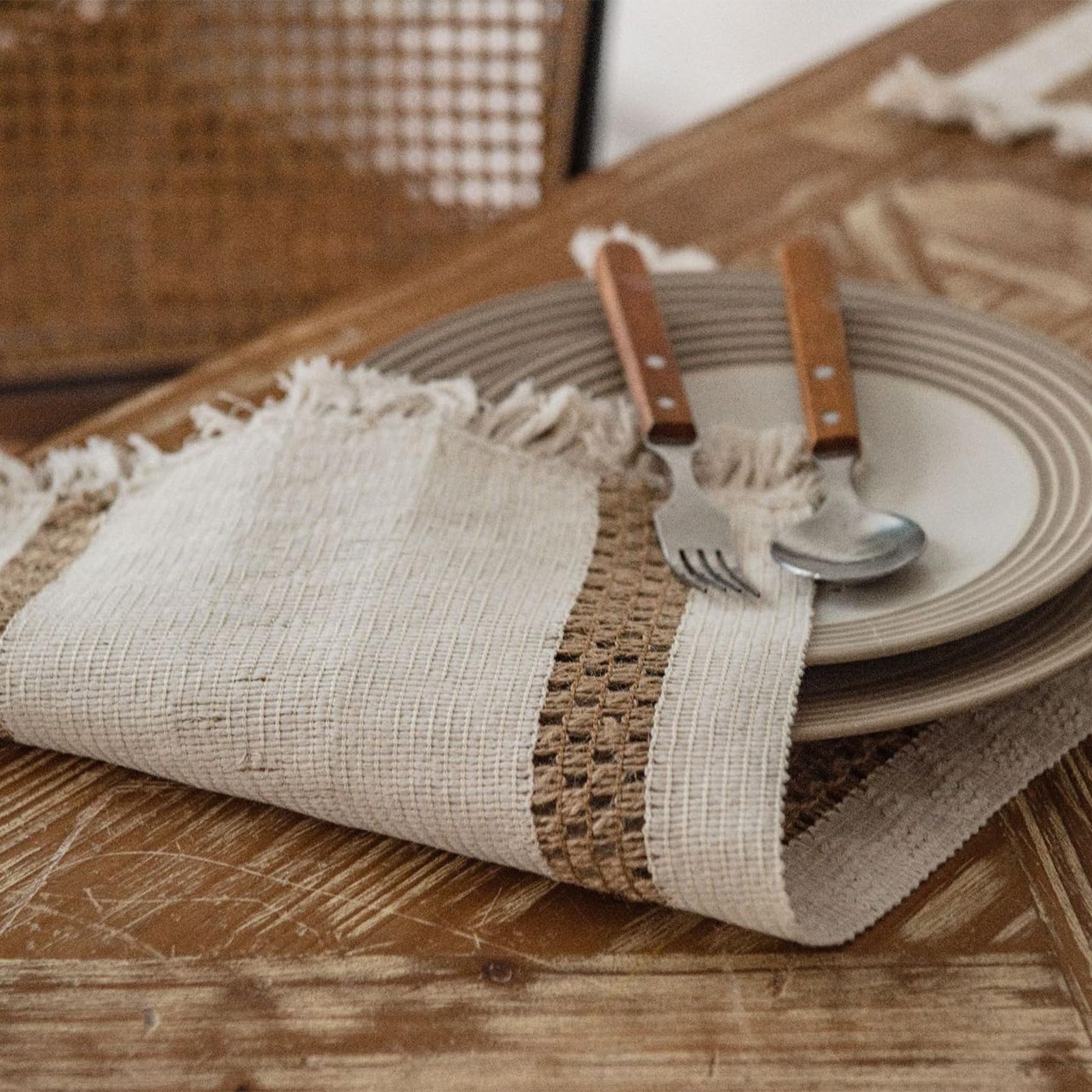 Runner Da Tavola In Stile Bohémien, Con Nappe Blu Polveroso, Stile