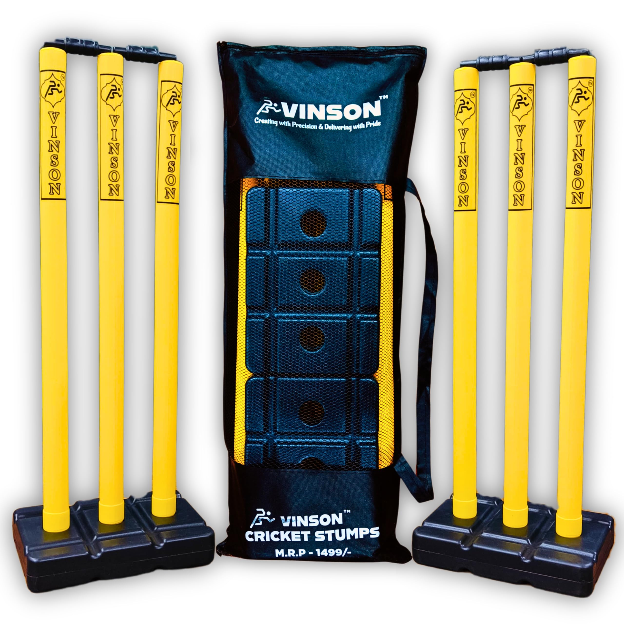 Vinson Senior Stump Set Combo of 2 with Zipper Carry Bag for Kids & Adults, Weight per Set - 750 GMS, Wicket Height - 30".