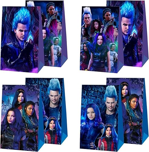 Suministros de fiesta de descendientes, 12 bolsas de regalo de fiesta de descendientes, bolsas de regalo para descendientes y decoraciones de fiesta