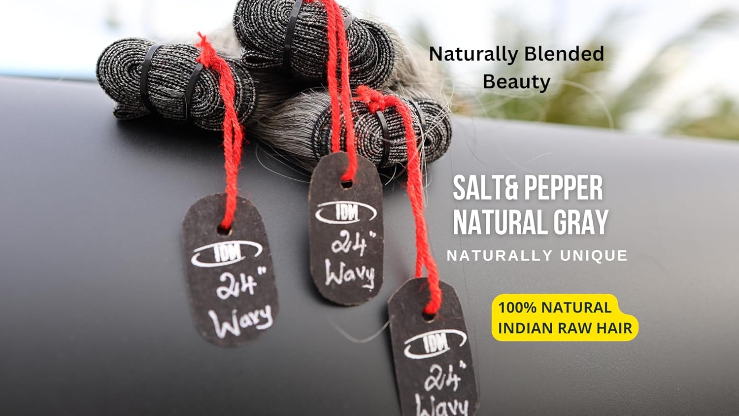24” Wavy Salt & Pepper/Natural Gray 3 bundles. Its 100% Natural Indian Virgin Raw Hair Extensions .Natural color unprocessed and not treated with any kind of chemicals